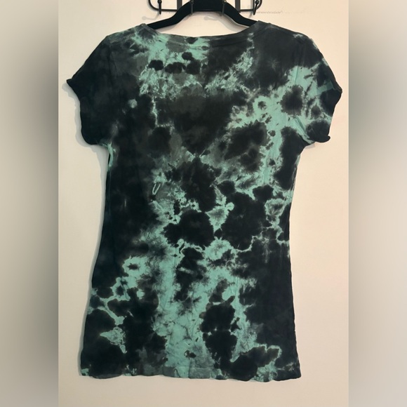 Hybrid‎ Apparel Womens Medium Teal Black Tie Dye Heart Graphic Crewneck Tee - Picture 3 of 6